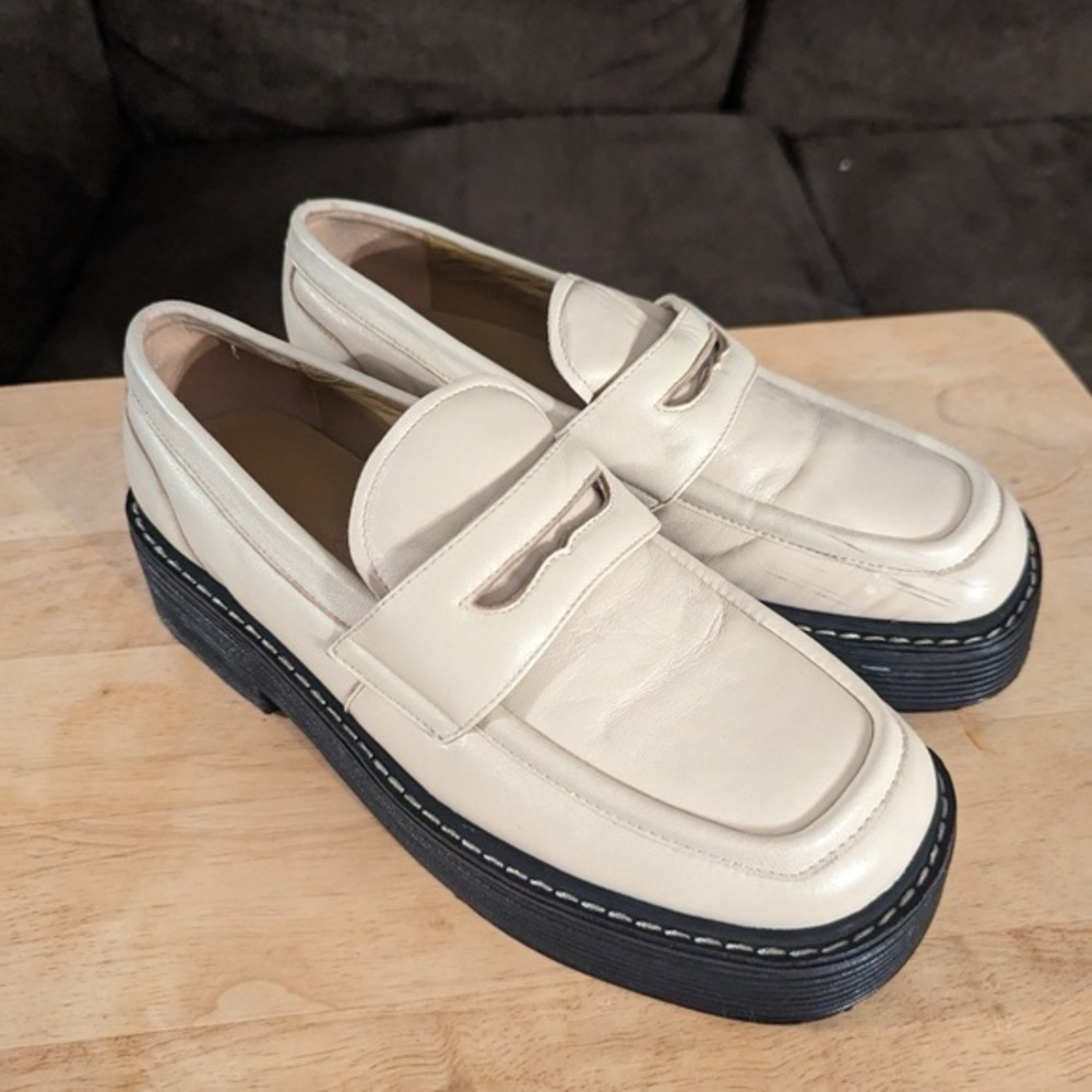 Tony Bianco White Cream platform Loafers